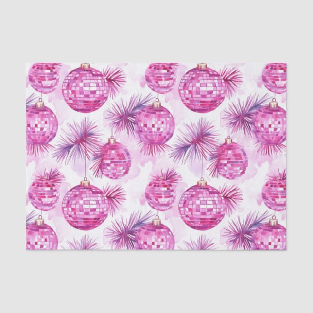 Festivals Pink Disco Balls Muster Seidenpapier (Vorderseite)