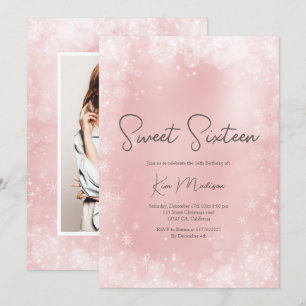 Festivals pink weißen Schnee elegant schick süß 16 Einladung