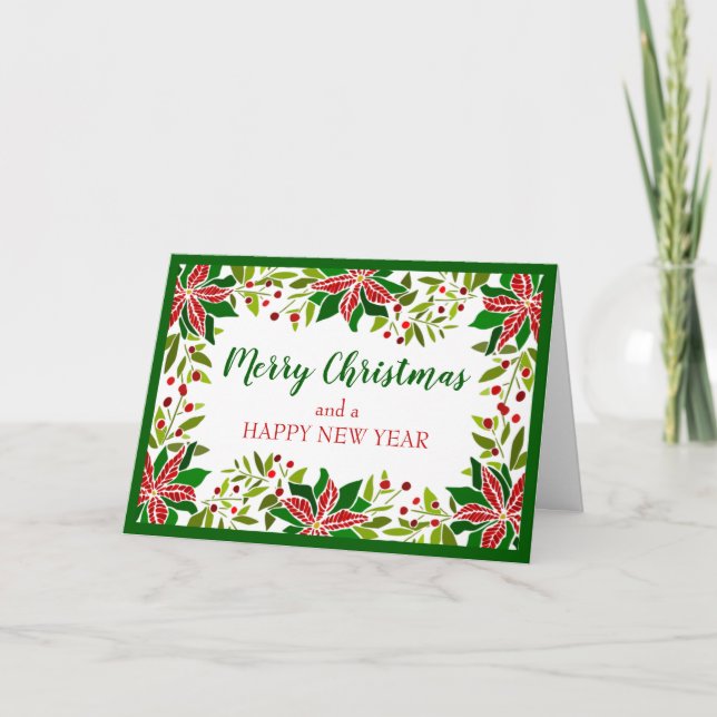 Festivals Poinsettia Garland Feiertagskarte (Vorderseite)