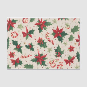 Festivals Poinsettias & Candy Cane Weihnachtsthema Seidenpapier