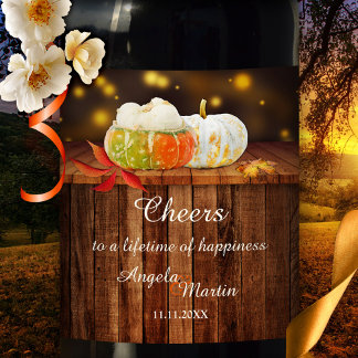 Festivals Pumpkins Hochzeit im Herbst Weinetikett