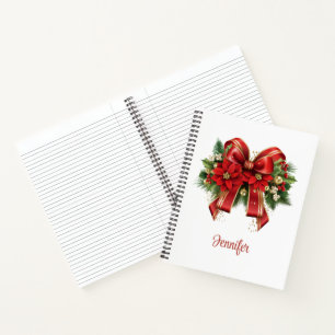 Festivals Red and Gold Weihnachtsbow Notizbuch