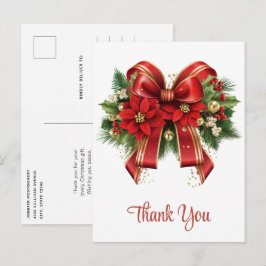 Festivals Red and Gold Weihnachtsbow Vielen Dank Postkarte