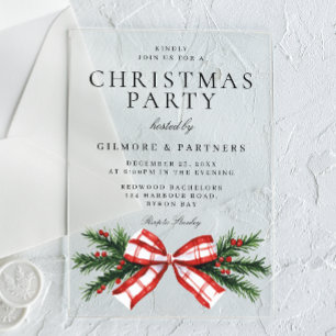 Festivals Red Bow Corporate Weihnachtsfest Party Acryleinladungen
