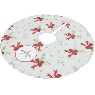 Festivals Red Bows Weihnachtsfamilie Monogram Polyester Weihnachtsbaumdecke
