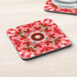 Festivals Red Green Geometric Cosy Christmas Star Getränkeuntersetzer