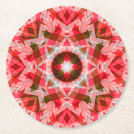 Festivals Red Green Geometric Cosy Christmas Star Runder Pappuntersetzer