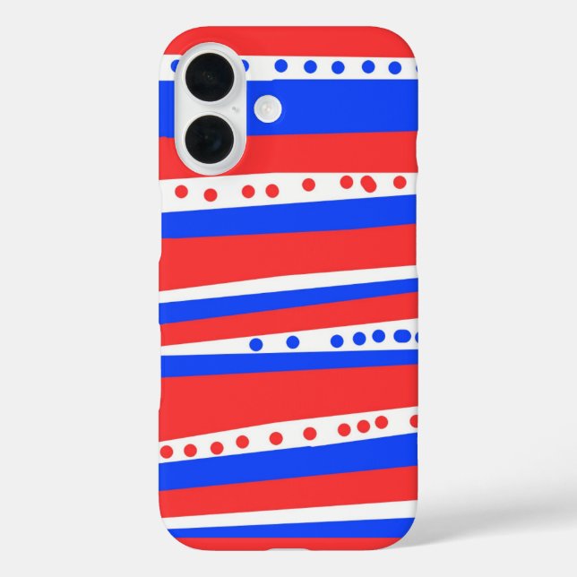 Festivals Red White Circles Streifen iPhone 16 Hülle (Rückseite)