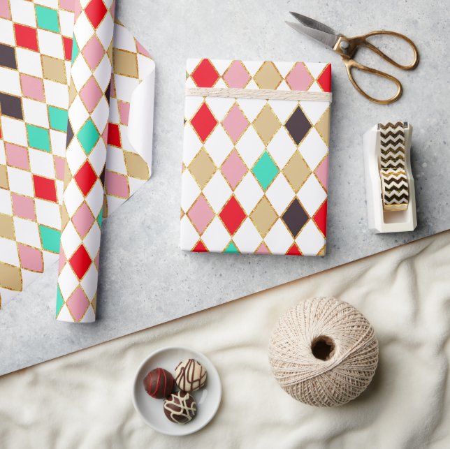Festivals Retro Weihnachten Diamant Muster Geschenkpapier (Kunsthandwerk)