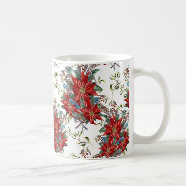 Festivals Rich Red Poinsettia Blume Tasse (Rechts)