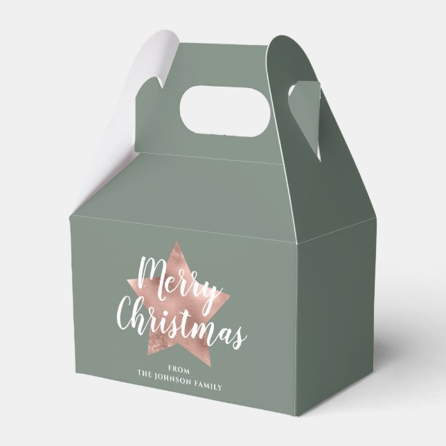 Festivals Rose Gold Sage Grün Weihnachten Geschenkschachtel (Vorderseite)