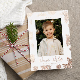 Festivals Rose Gold Snowflakes Foto Folien Feiertagskarte