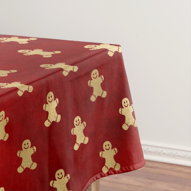 Festivals Rot und Gold Foil Winter Lebkuchen Mann Tischdecke (Beispiel)