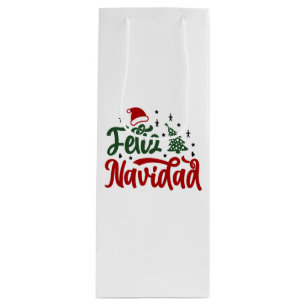 Festivals Rot und Grün Feliz Navidad Geschenktüte Für Weinflaschen