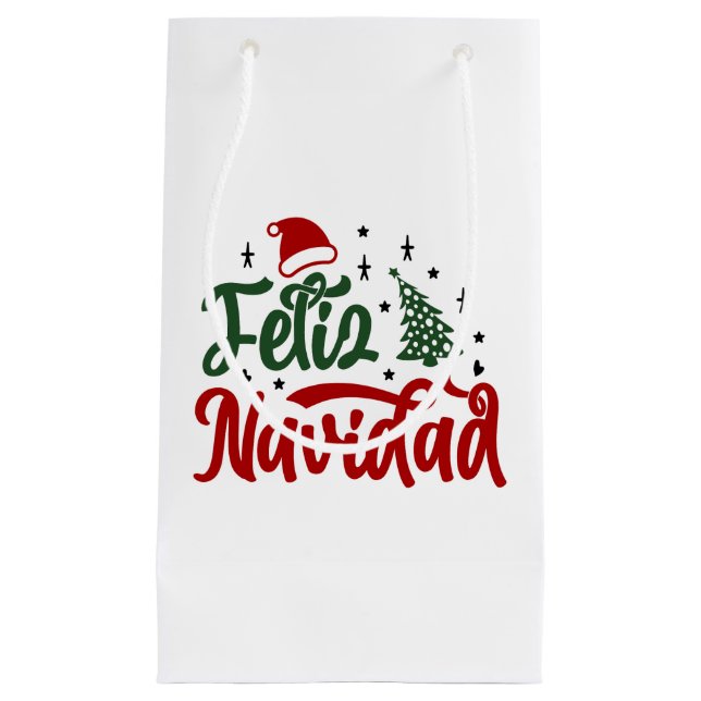 Festivals Rot und Grün Feliz Navidad Kleine Geschenktüte (Vorderseite)