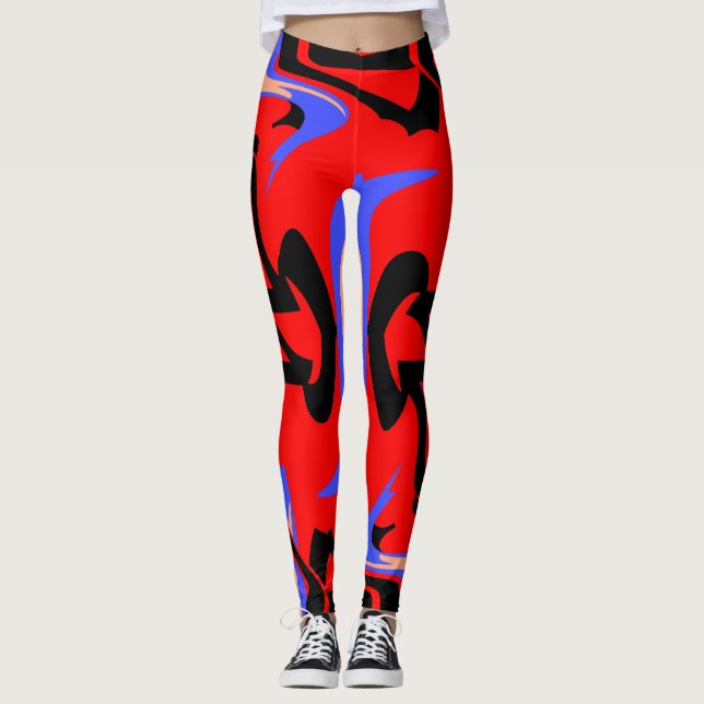 Festivals Rote Indische und Japanische Kunstmischu Leggings (Vorderseite)