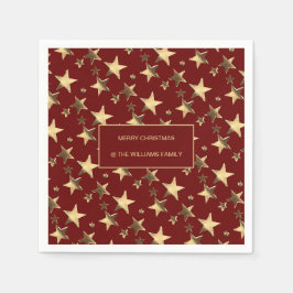 Festivals Rote und Gold Weihnachtsstars Name hinzu Serviette