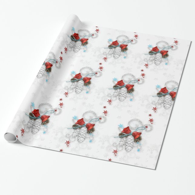 Festivals Silber Cones Geschenkpapier (Ungerollt)