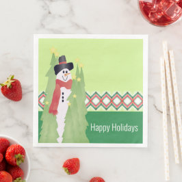 Festivals Snowman Designer Serviette
