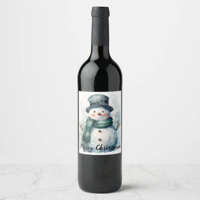 🎄 Festivals Snowman Wine Label 🍷 Weinetikett (Vorderseite)