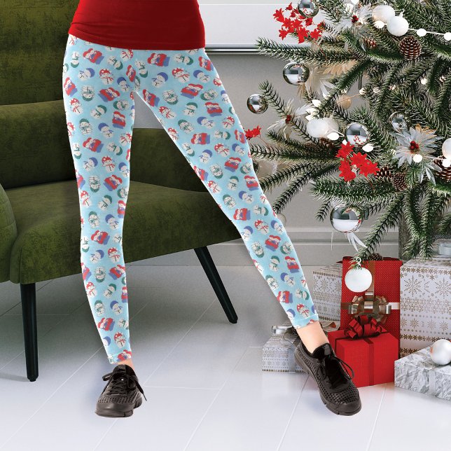 Festivals Snowmen Weihnachtsmuster Leggings (Von Creator hochgeladen)