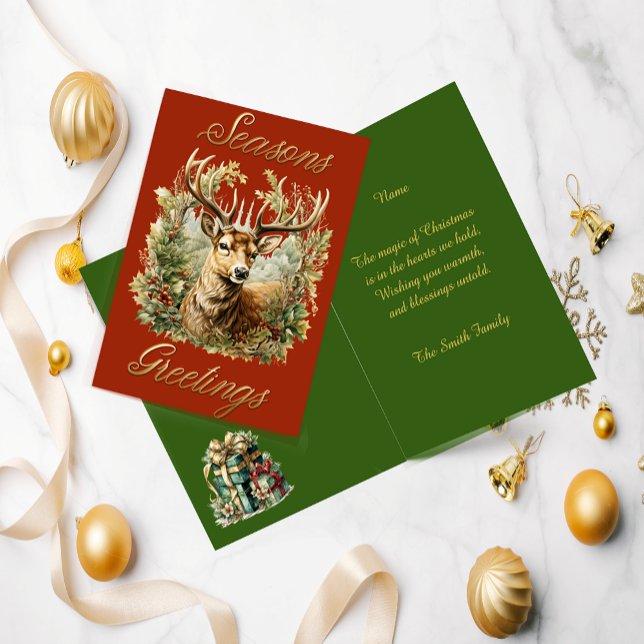 Festivals Stag Weihnachtskarte Dankeskarte (Front And Inside)