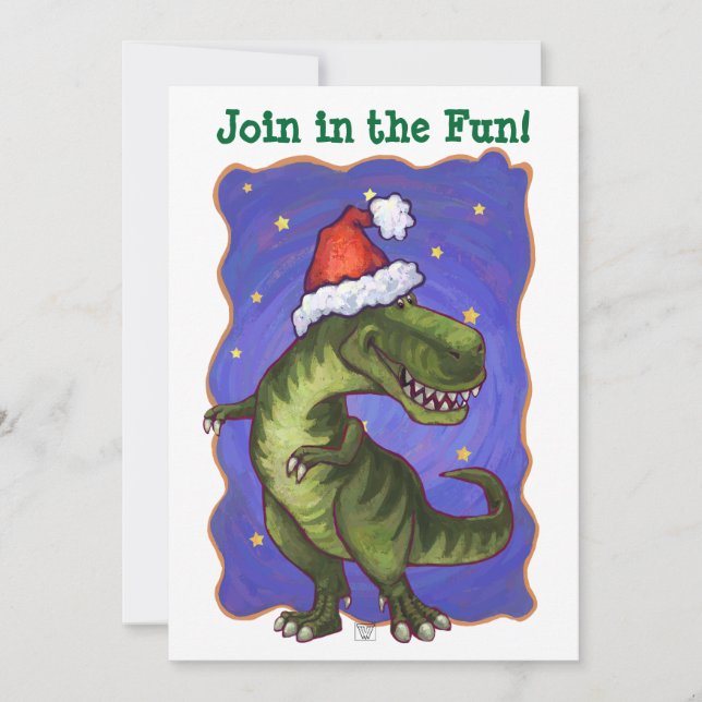 Festivals Tyrannosaurus Dino Weihnachten Einladung (Vorderseite)