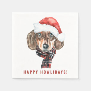 Festivals Wasserfarbe Dackel Weihnachten Serviette