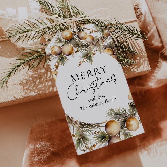 Festivals Wasserfarbe Gold Folies Weihnachten Geschenkanhänger (Von Creator hochgeladen)