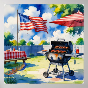 Festivals Wasserfarbe GRILLEN Poster