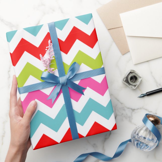 Festivals Zickzack Muster - Retro Holiday Streifen Geschenkpapier (Schenken)