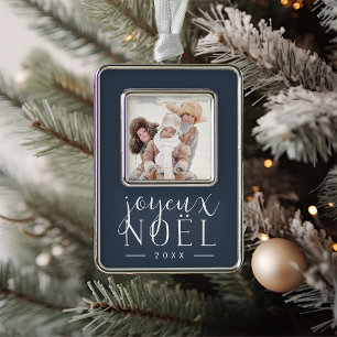 Festivaltyp Joyeux Weihnachten Foto Rahmen-Ornament Silber