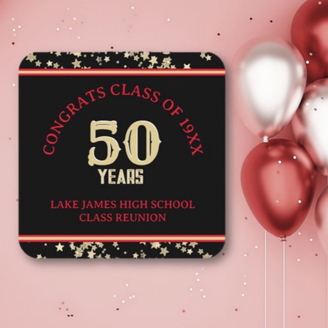 Festive 50. Klasse Wiedersehen-Party Rechteckiger Pappuntersetzer (Von Creator hochgeladen)