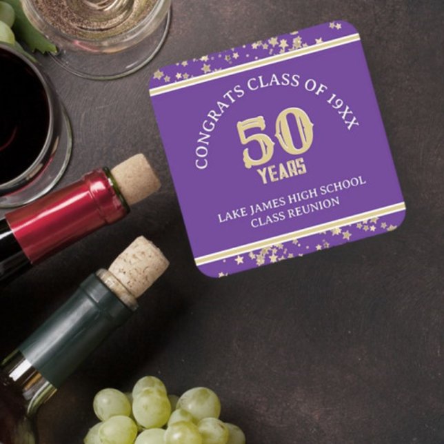 Festive 50. Klasse Wiedersehen-Party Rechteckiger Pappuntersetzer (Von Creator hochgeladen)