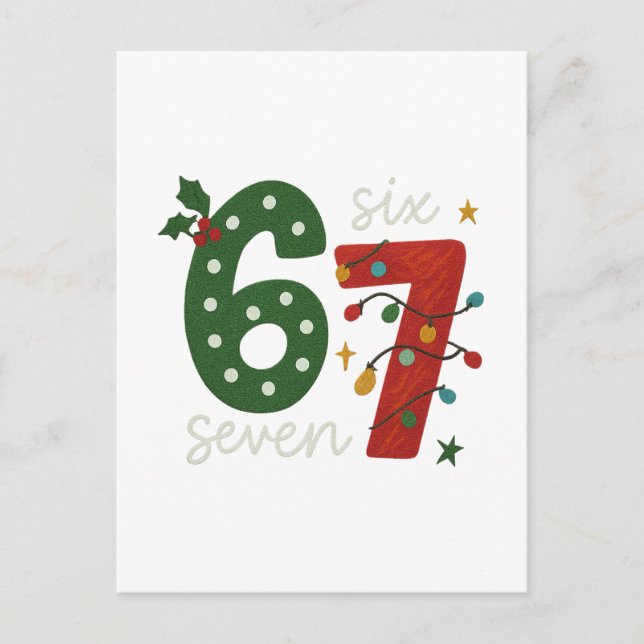 Festive 67 – Bright Christmas Numbers Desig Postkarte (Vorderseite)