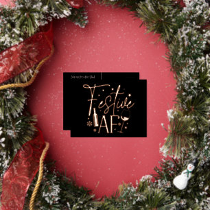 Festive AF Fête de Noël Invitation Black Gold