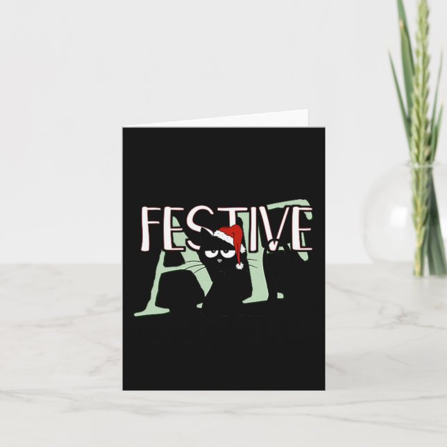 Festive Af Ironic Sarcastic Merry Christmas Cat Pr Karte (Vorderseite)