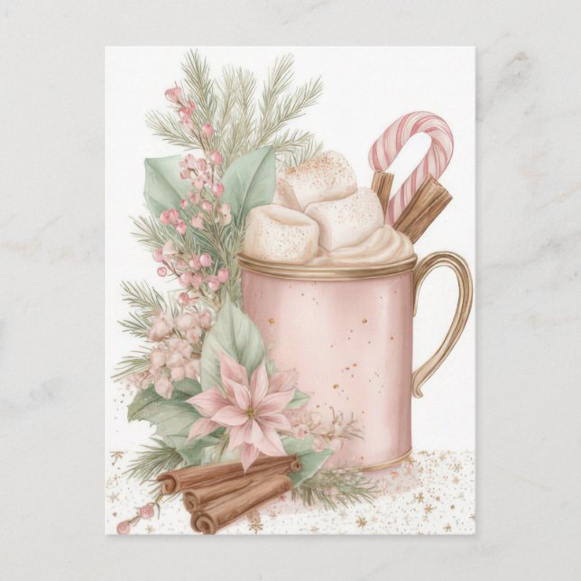 Festive and elegant Pastel Christmas Mug Postkarte (Vorderseite)