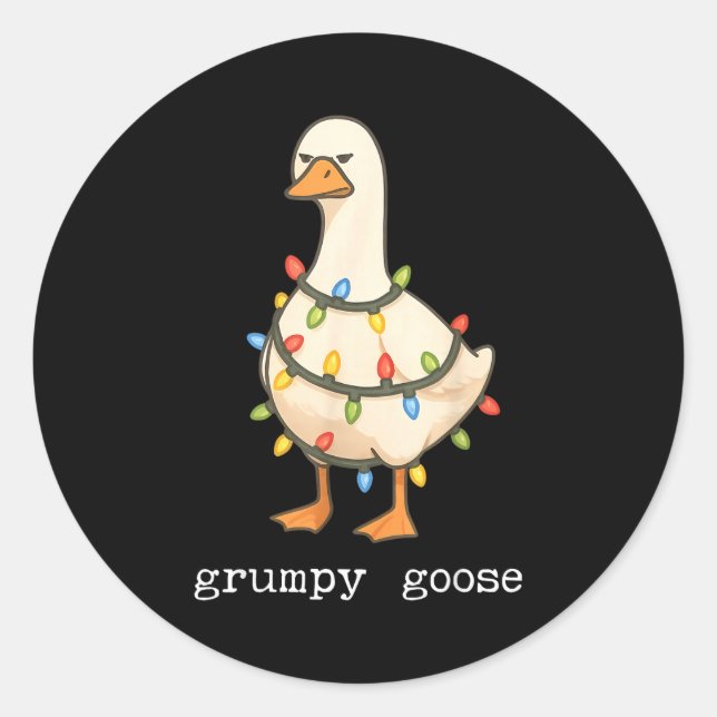 Festive And Mpy Goose Santa Hat Xmas Light Matchin Runder Aufkleber (Vorderseite)