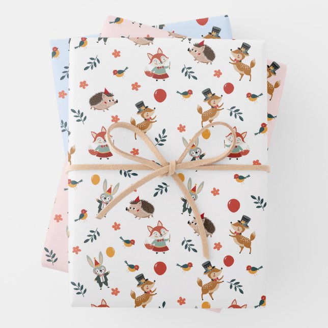 Festive animals geschenkpapier set (Beispiel)