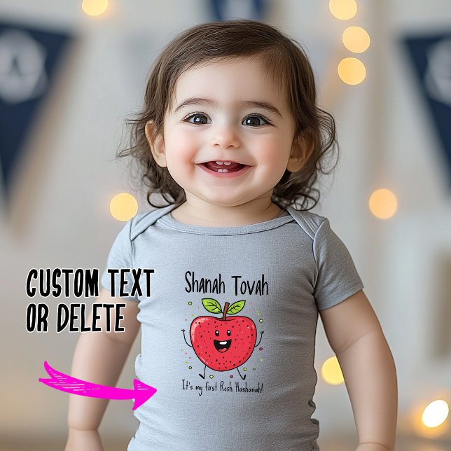 🍎 Festive Apple Joy mit benutzerdefiniertem Text Baby Strampler (🍎 Festive Apple Joy with custom text Baby Bodysuit)
