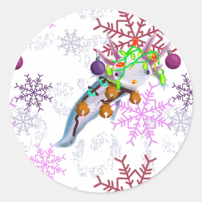 Festive Axlotl Runder Aufkleber (Vorderseite)