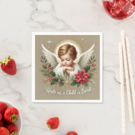 Festive Baby Jesus Krippe Bible Verse Dekoupage Serviette