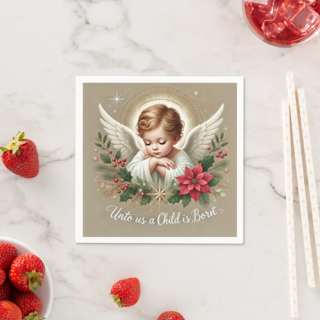 Festive Baby Jesus Krippe Bible Verse Dekoupage Serviette (Beispiel)