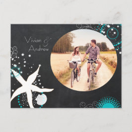 Festive Beach Wedding Photo Save the Date Ankündigungspostkarte