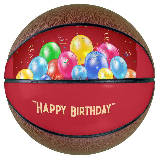 Festive Birthday Basketball with Balloons  ("Slam Dunk Birthday")
