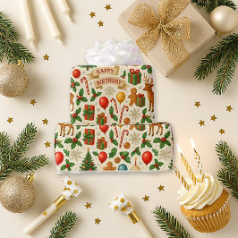 Festive Birthday Christmas Geschenkpapier