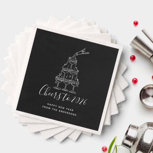 Festive Black New Years Eve Party Paper  Serviette (Von Creator hochgeladen)