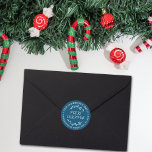 Festive Blue & White Custom Return Address Runder Aufkleber<br><div class="desc">Add your return address with ease this Christmas with these simple yet very trendy stickers. The design is easy to personalize with your name,  address and holiday message.</div>