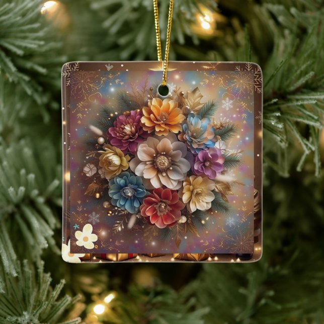 "Festive Blume Power" Keramikornament (Baum)